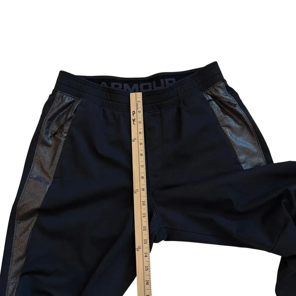 Under Armour Swacket Track Pants Men Large Black Fitted Jogger Zip Ankles Cuffed